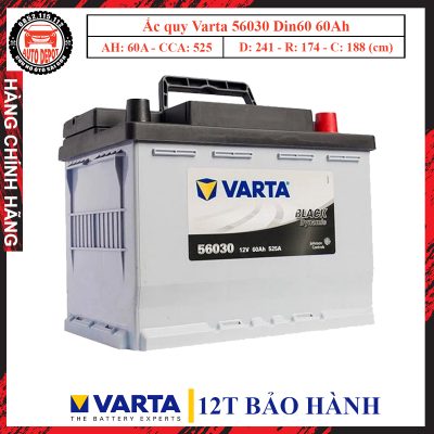 Ắc quy Varta DIN 56030 din60 60ah cho ô tô